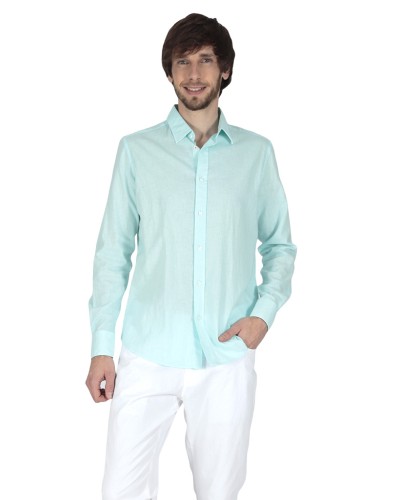 CAMISA LINO AZUL AQUA 